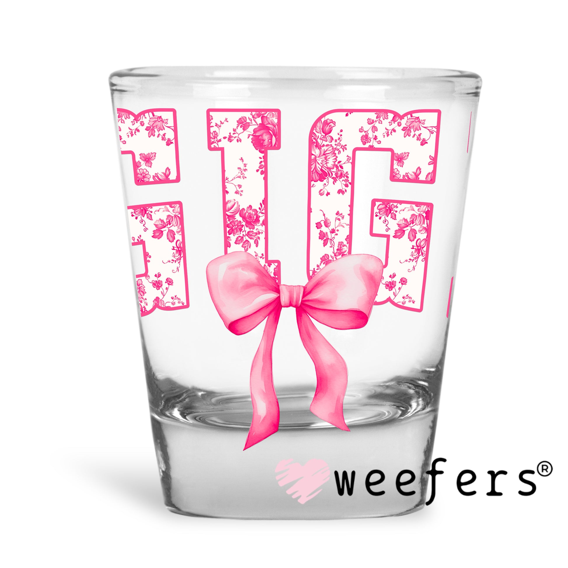 Gigi Pink Coquette UV DTF Shot Glass Decal