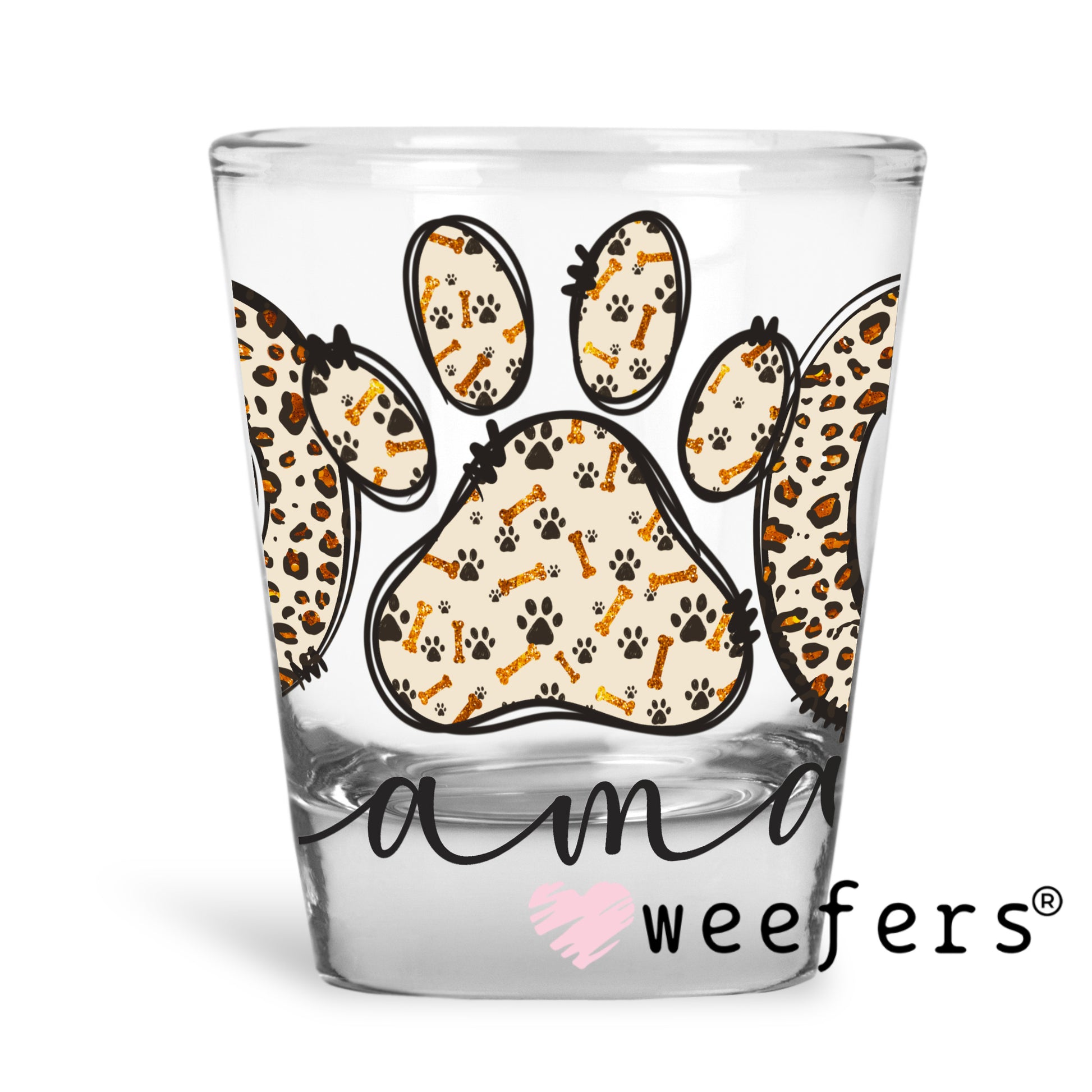 Dog Mama Leopard Print UV DTF Shot Glass Decal