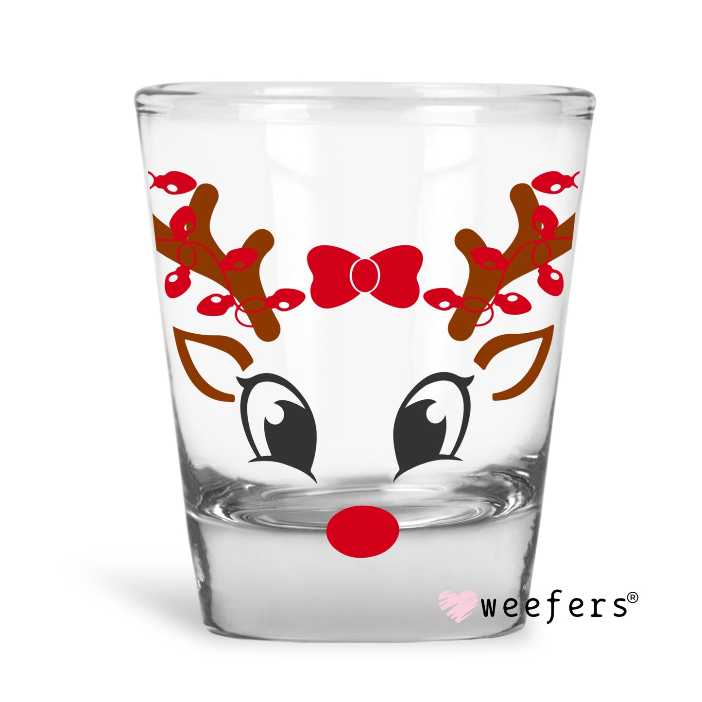 Girl Christmas Reindeer Face UV DTF Shot Glass Decal