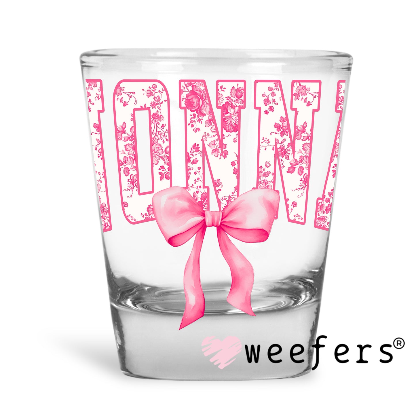 Nonna Pink Coquette Bow UV DTF Shot Glass Decal