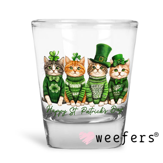 Cat Friends Happy St. Patrick's Day UV DTF Shot Glass Decal