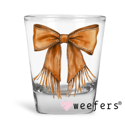 Western Tan Fringe Bow UV DTF Shot Glass Decal