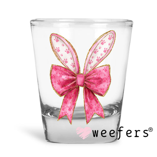 Easter Bunny Ears Coquette Pink Bows UV DTF Decal Shot Glass Heavy Base Weefers
