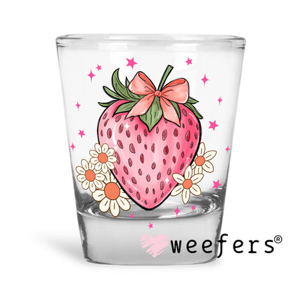 Strawberry Cream Flowers UV DTF Shot Glass Decal