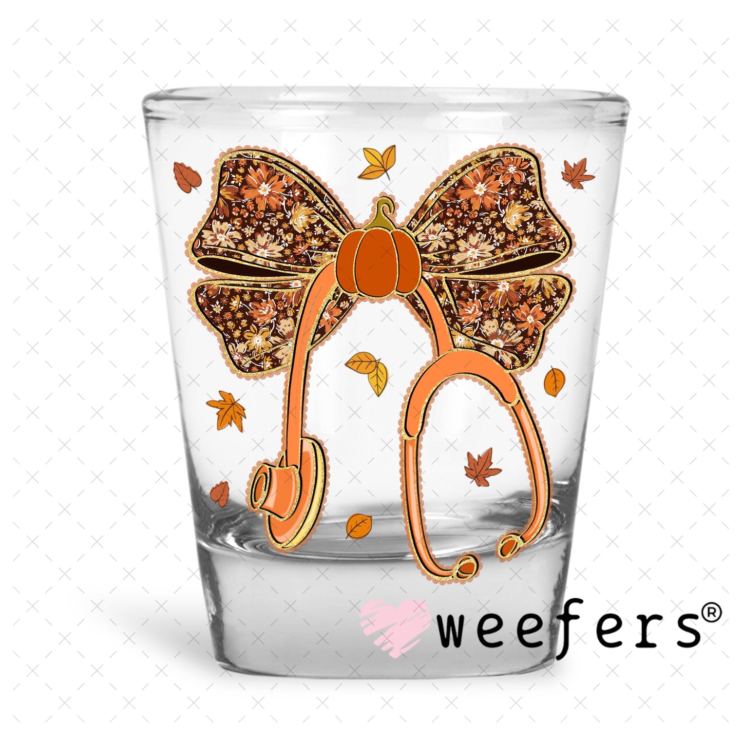 Fall Nurse Stethoscope UV DTF Decal Shot Glass Heavy Base Weefers