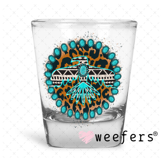 Western Eagle UV DTF Decal Shot Glass Heavy Base Weefers