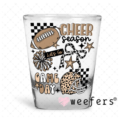 Cheer Season Game Day Pom Pom UV DTF Decal Shot Glass Heavy Base Weefers