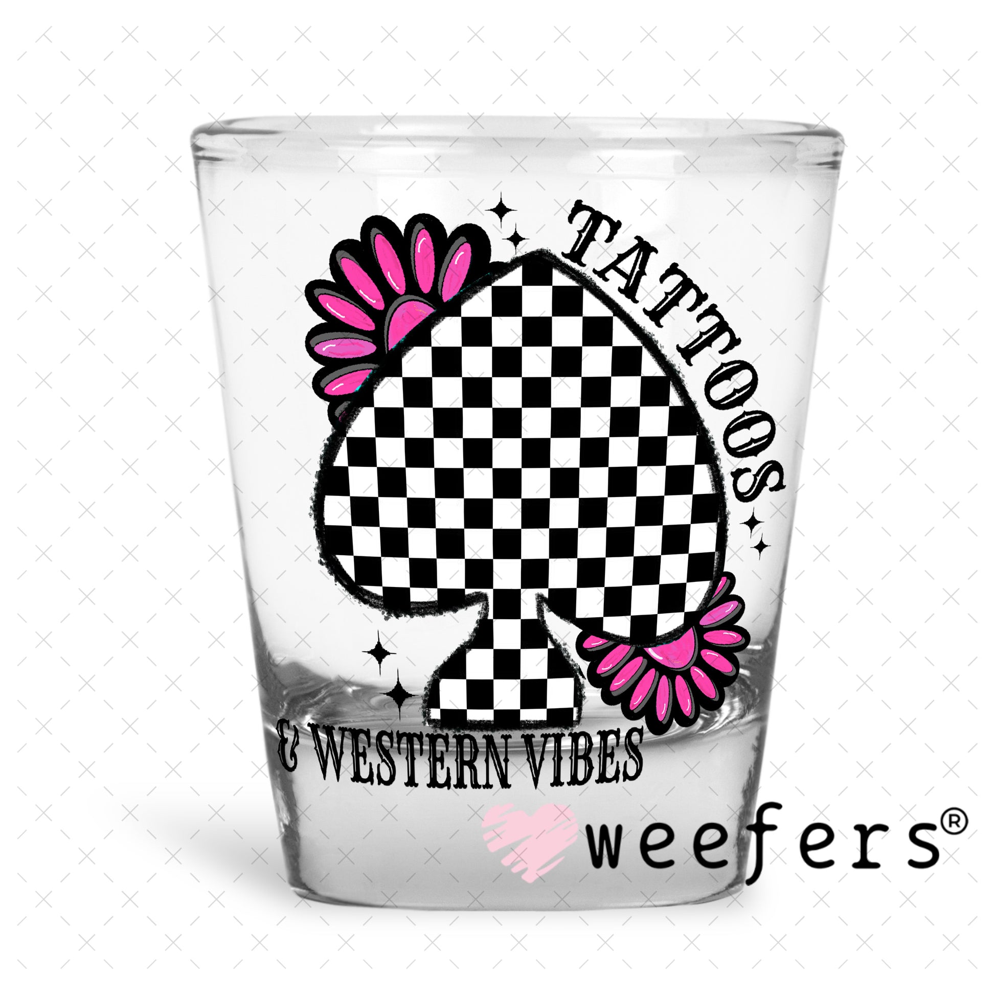Tattoos and Western Vibes UV DTF Decal Shot Glass Heavy Base Weefers