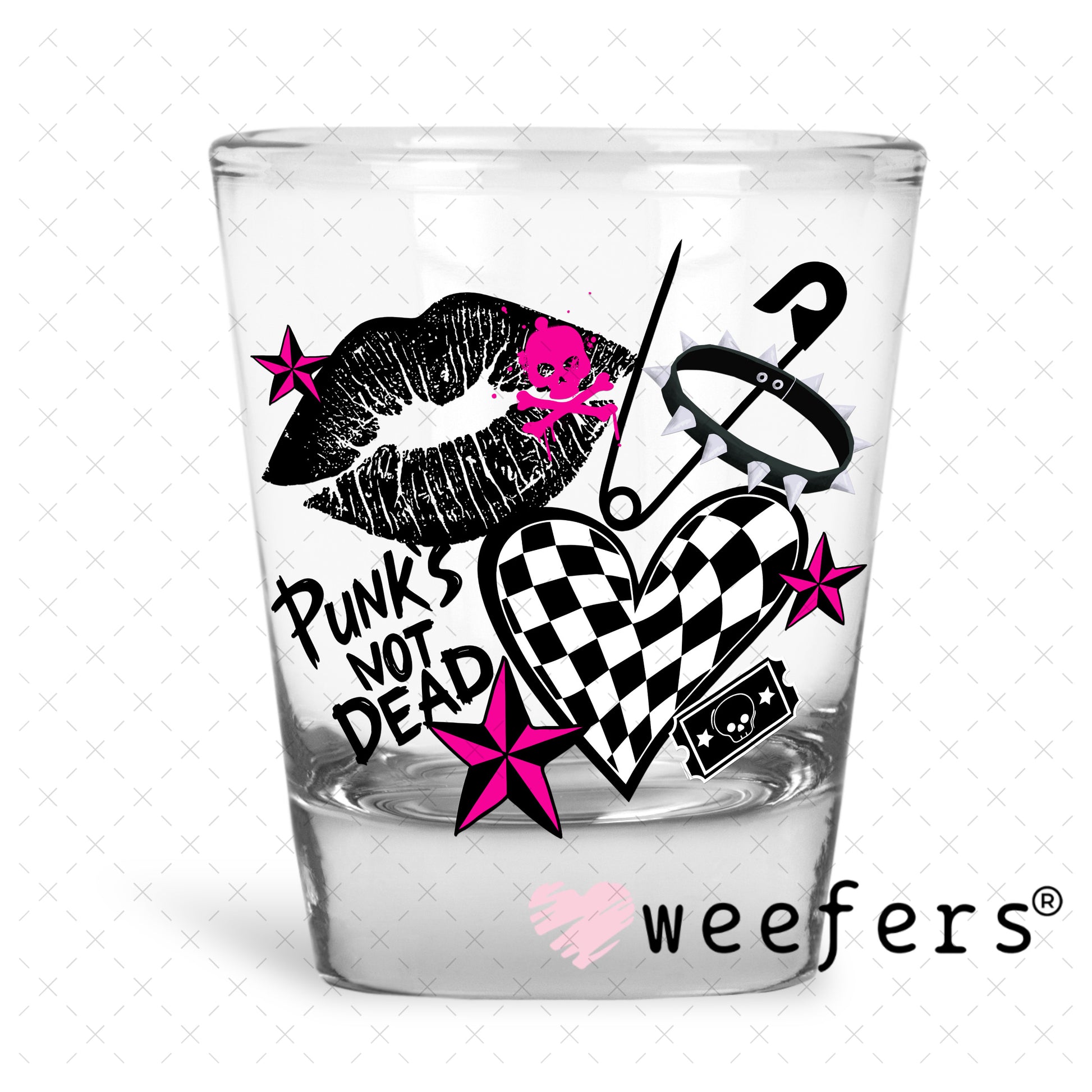 Punk is Not Dead UV DTF Decal Shot Glass Heavy Base Weefers