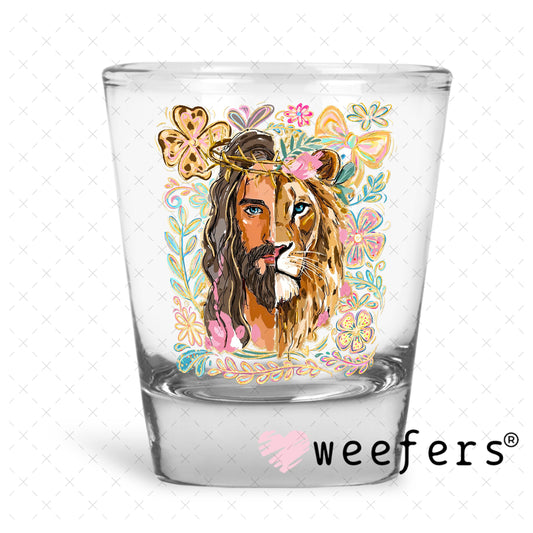 UV DTF Decal - Jesus Lion Shot Glass Heavy Base Weefers