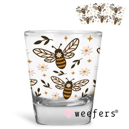 Brown Bees and Flowers UV DTF Cup Wrap - Weefers