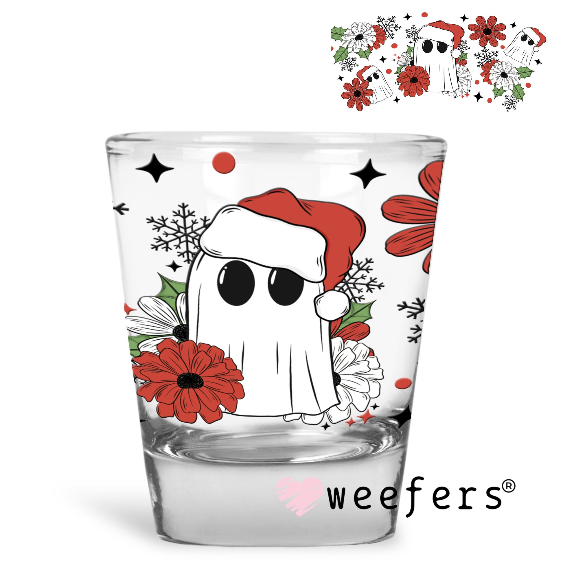 Christmas Ghost and Holly UV DTF Cup Wrap - Weefers