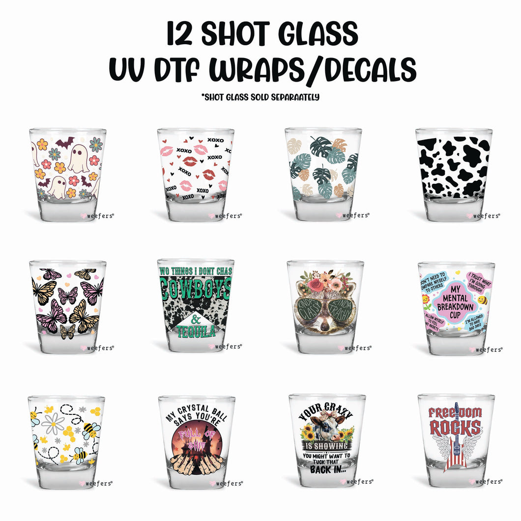 12 Shot Glass UV DTF Wraps - Decals Bundle - Vol. 8