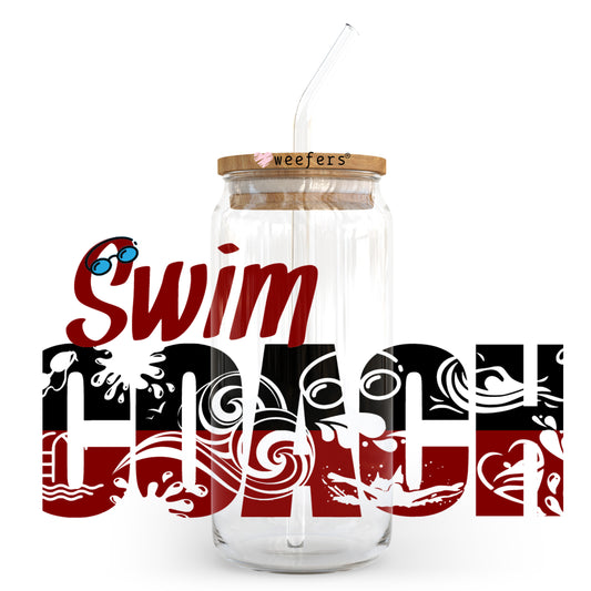 Swim Coach 20oz Libbey Glass Can UV DTF or Sublimation Wrap - Decal - Weefers