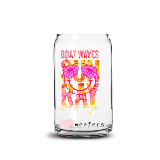 Boat Waves Sun Ray Lake Days 16oz Libbey Glass Can UV DTF or Sublimation Decal Transfer - Weefers