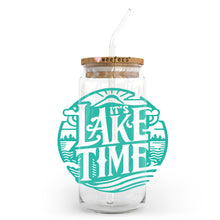 Load image into Gallery viewer, a jar with a straw in it that says it&#39;s lake time
