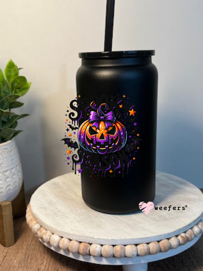 Spooky Season Scary Pumpkin 16oz Libbey Glass Can UV DTF Decal Transfer - Weefers