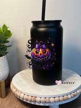 Load image into Gallery viewer, Spooky Season Scary Pumpkin 16oz Libbey Glass Can UV DTF Decal Transfer - Weefers
