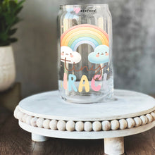 Load image into Gallery viewer, a glass jar with a rainbow painted on it
