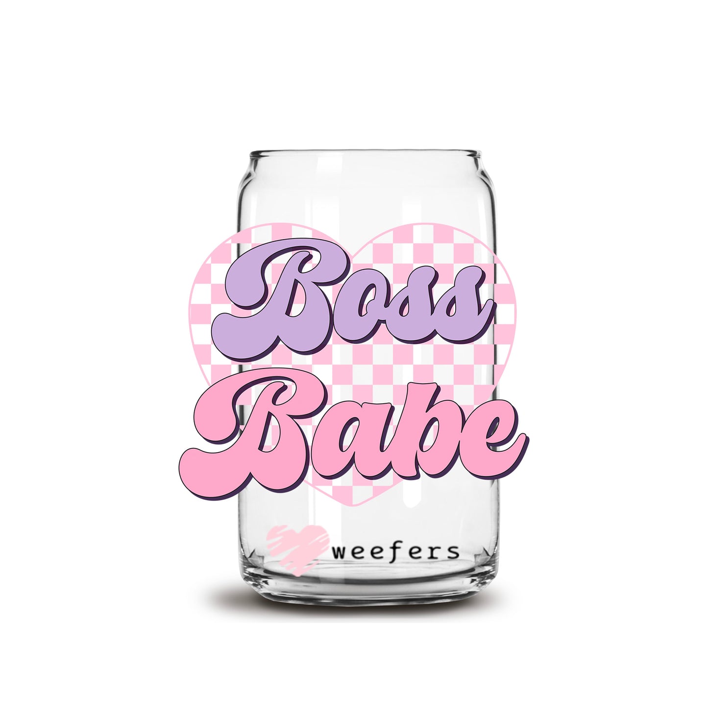 Boss Babe Pink Purple 16oz Libbey Glass Can UV DTF or Sublimation Wrap - Decal - Weefers