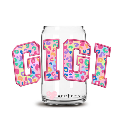 Faux floral Embroidered Gigi 16oz Libbey Glass Can UV DTF or Sublimation Wrap - Transfer - Weefers