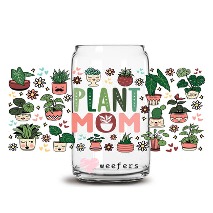 Plant Mom 16oz Libbey Glass Can UV DTF or Sublimation Wrap - Transfer - Weefers