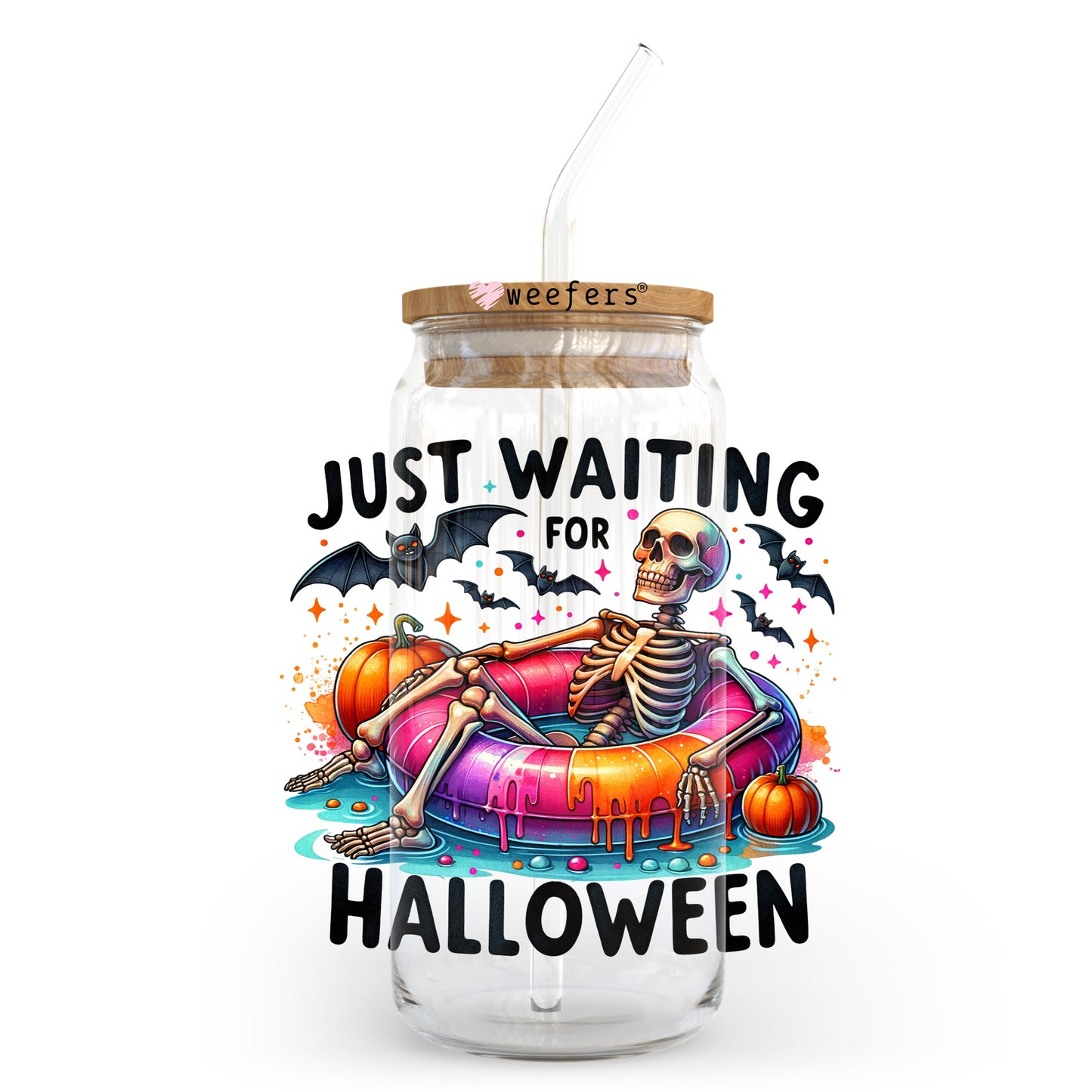 Just Waiting For Halloween 20oz Libbey Glass Can, 34oz Hip Sip, 40oz Tumbler, 24oz Cold Cup UV DTF or Sublimation Decal Transfer - Weefers