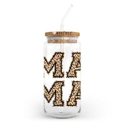 Leopard Mama Block 20oz Libbey Glass Can UV DTF or Sublimation Wrap - Decal Transfer - Weefers