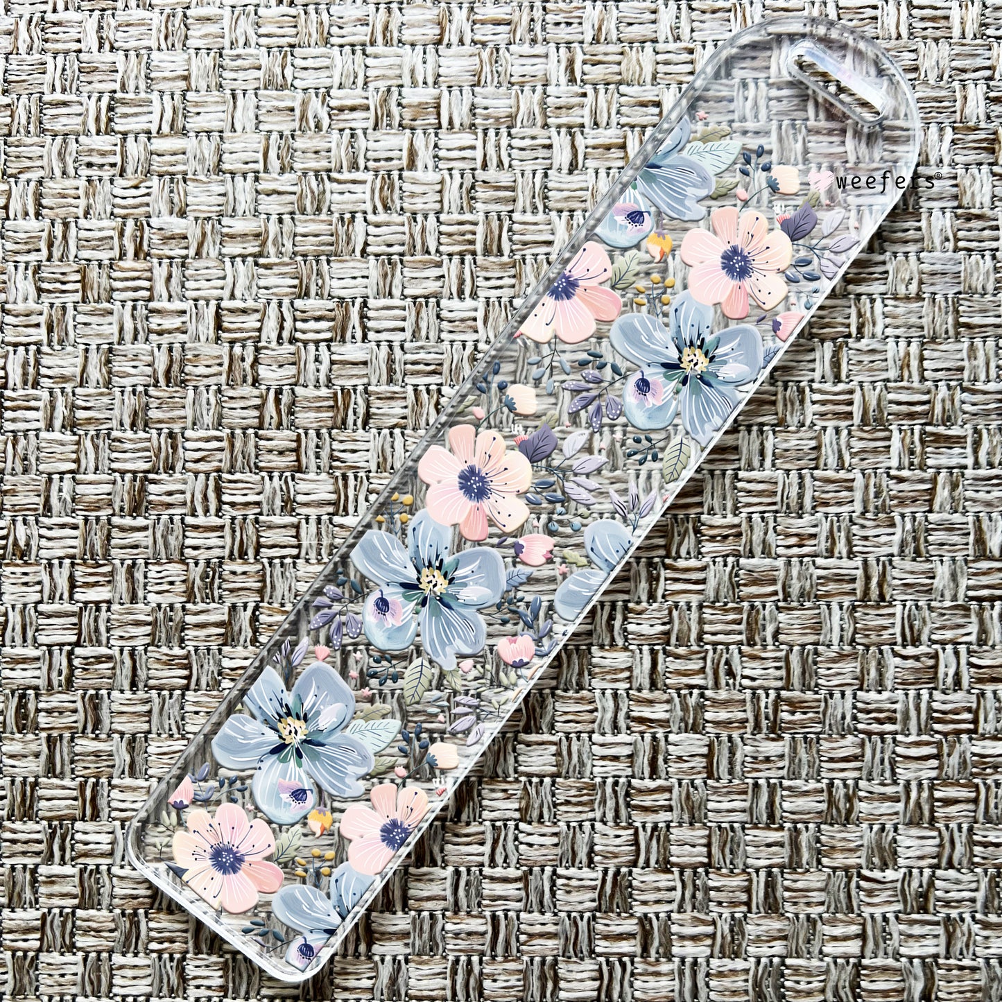 Pink And Blue Flowers Bookmark UV DTF Decal - Weefers