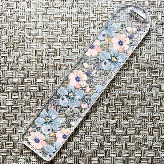 Pink And Blue Flowers Bookmark UV DTF Decal - Weefers