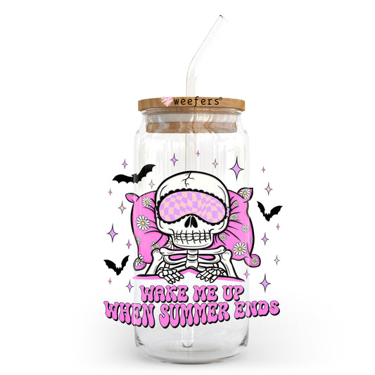 Wake Me When Summer Ends 20oz Libbey Glass Can, 34oz Hip Sip, 40oz Tumbler, 24oz Cold Cup UV DTF or Sublimation Decal Transfer - Weefers