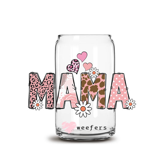 Mama Floral 16oz Libbey Glass Can UV DTF or Sublimation Decal Transfer - Weefers