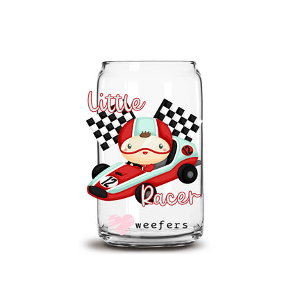 Little Racer Racecar 16oz Libbey Glass Can UV DTF or Sublimation Wrap - Decal Transfer - Weefers