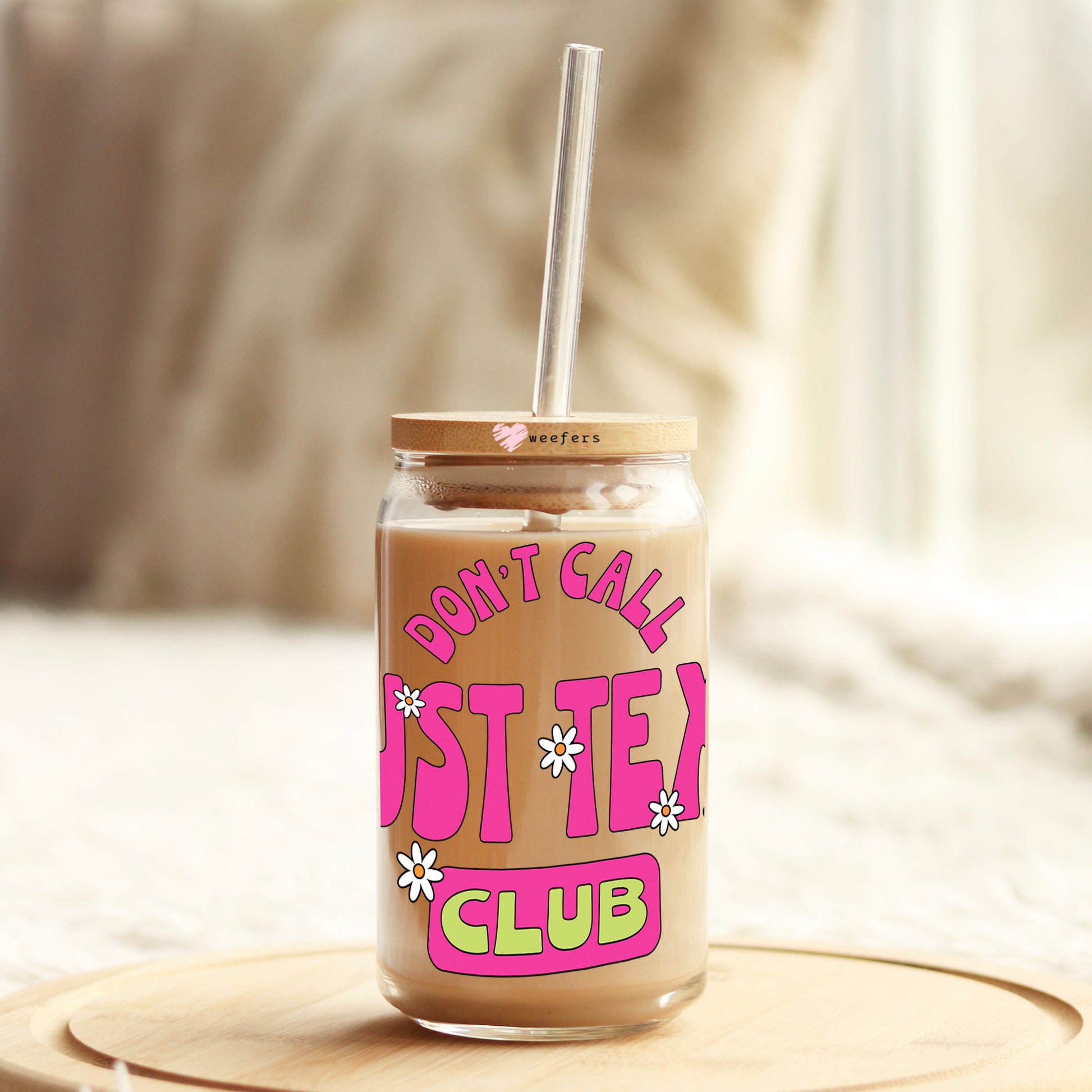 Don't Call Just Text Club 16oz Libbey Glass Can UV DTF or Sublimation Wrap - Decal Transfer - Weefers