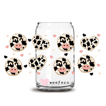 Concha Cows 16oz Libbey Glass Can UV DTF or Sublimation Wrap Decal Transfer - Weefers