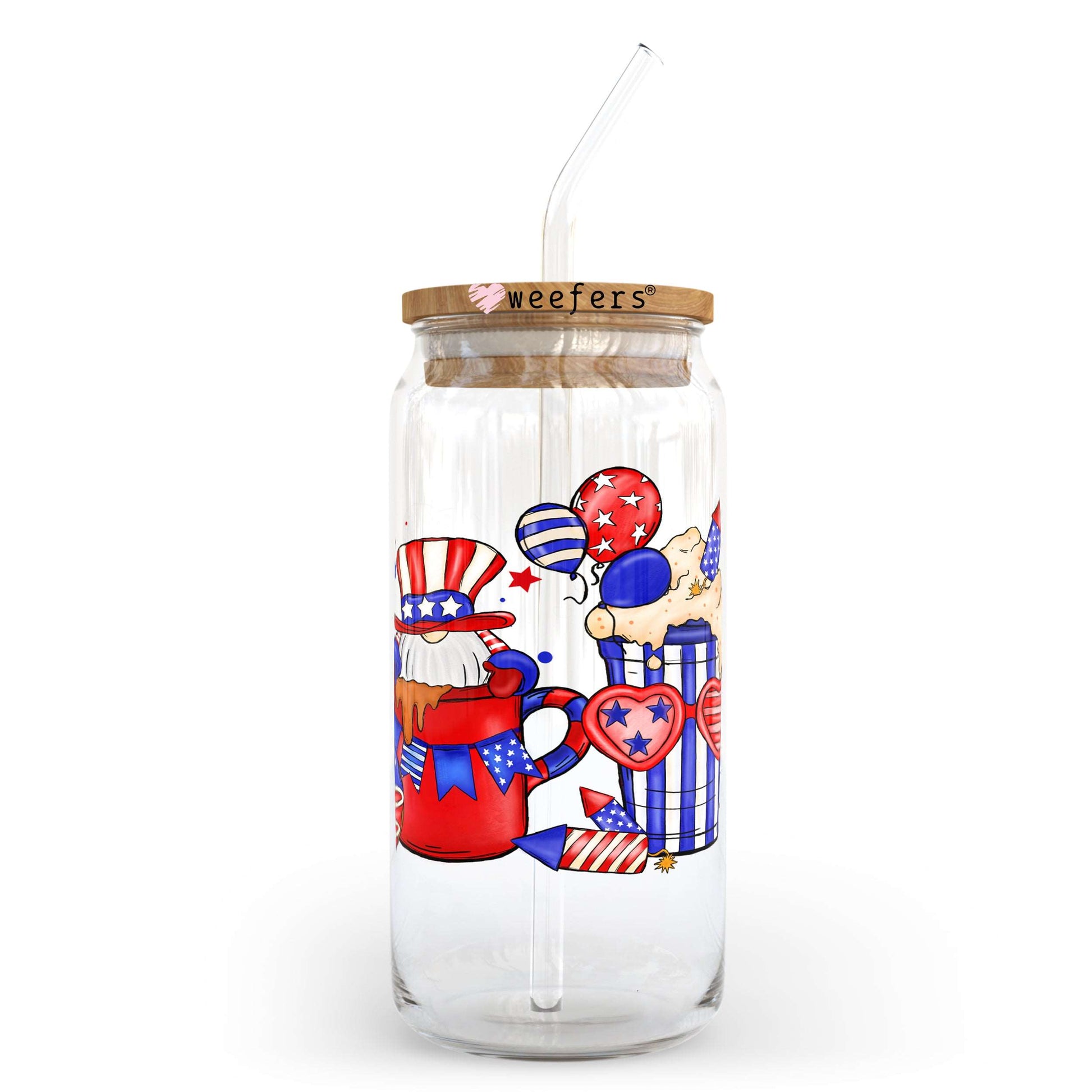 4th of July Coffee Latte 20oz Libbey Glass Can, 34oz Hip Sip, 40oz Tumbler UV DTF or Sublimation Decal Transfer - Weefers