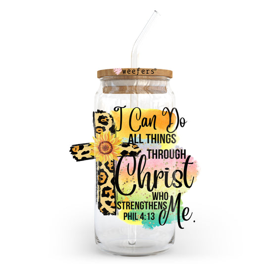 I Can Do All Things Through Christ Who Strengthens Me 20oz Libbey Glass Can UV DTF or Sublimation Wrap - Decal Transfer - Weefers