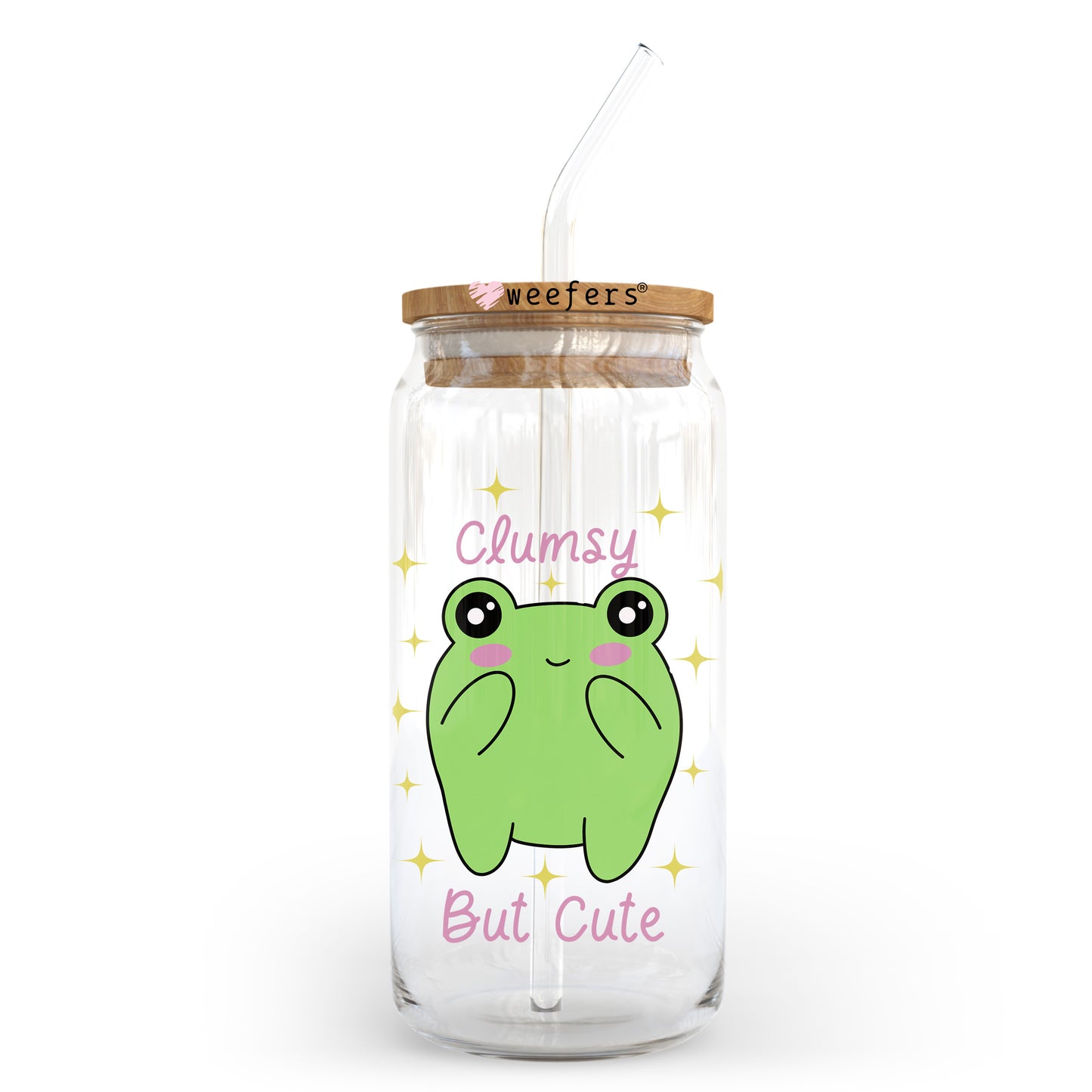 Clumsy But Cute Frog 20oz Libbey Glass Can, 34oz Hip Sip, 40oz Tumbler, 24oz Cold Cup UV DTF or Sublimation Decal Transfer - Weefers