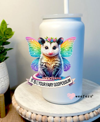 It is I Your Fairy GodPossum 16oz Libbey Glass Can UV DTF Decal Transfer - Weefers