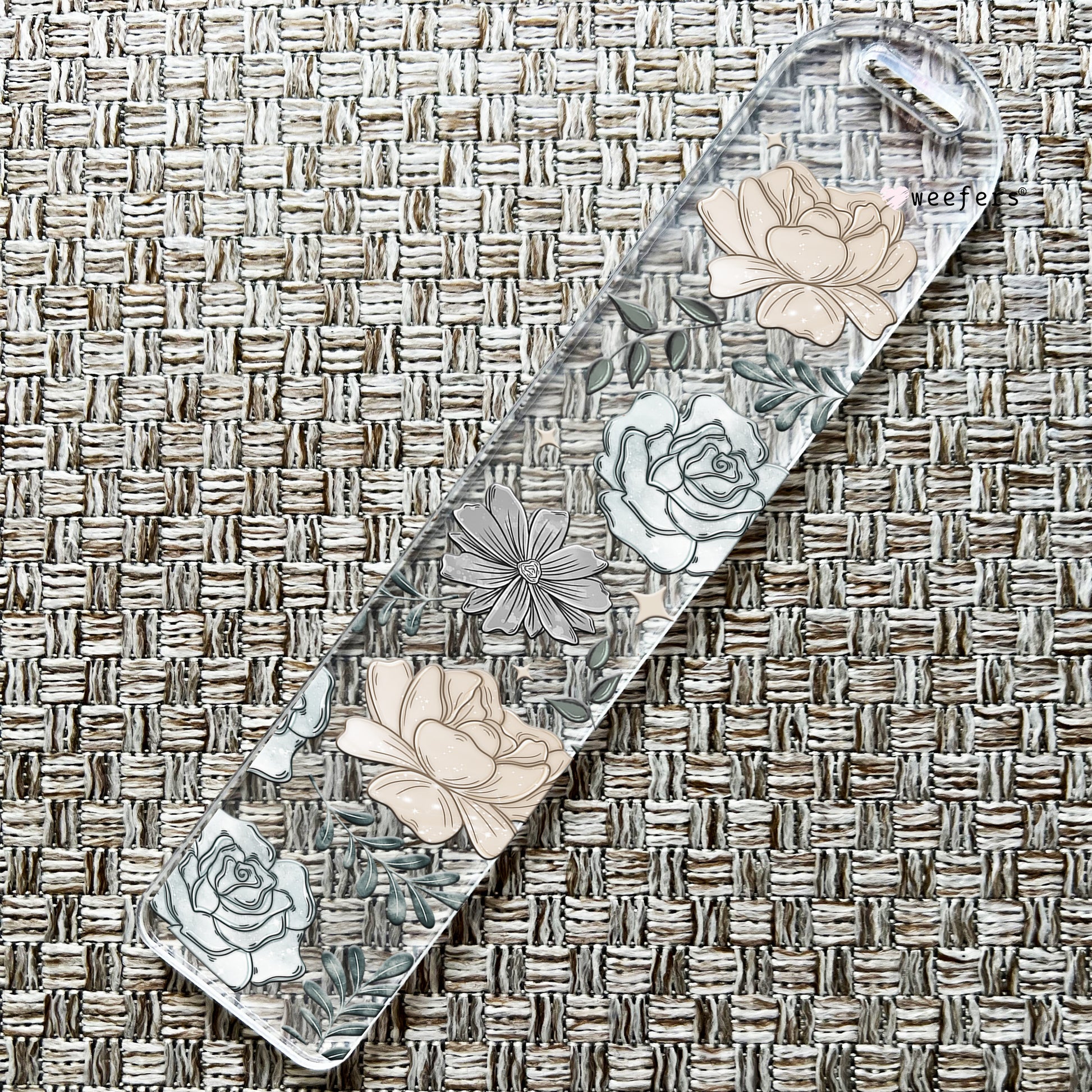 Blue And Gray Florals Bookmark UV DTF Decal - Weefers