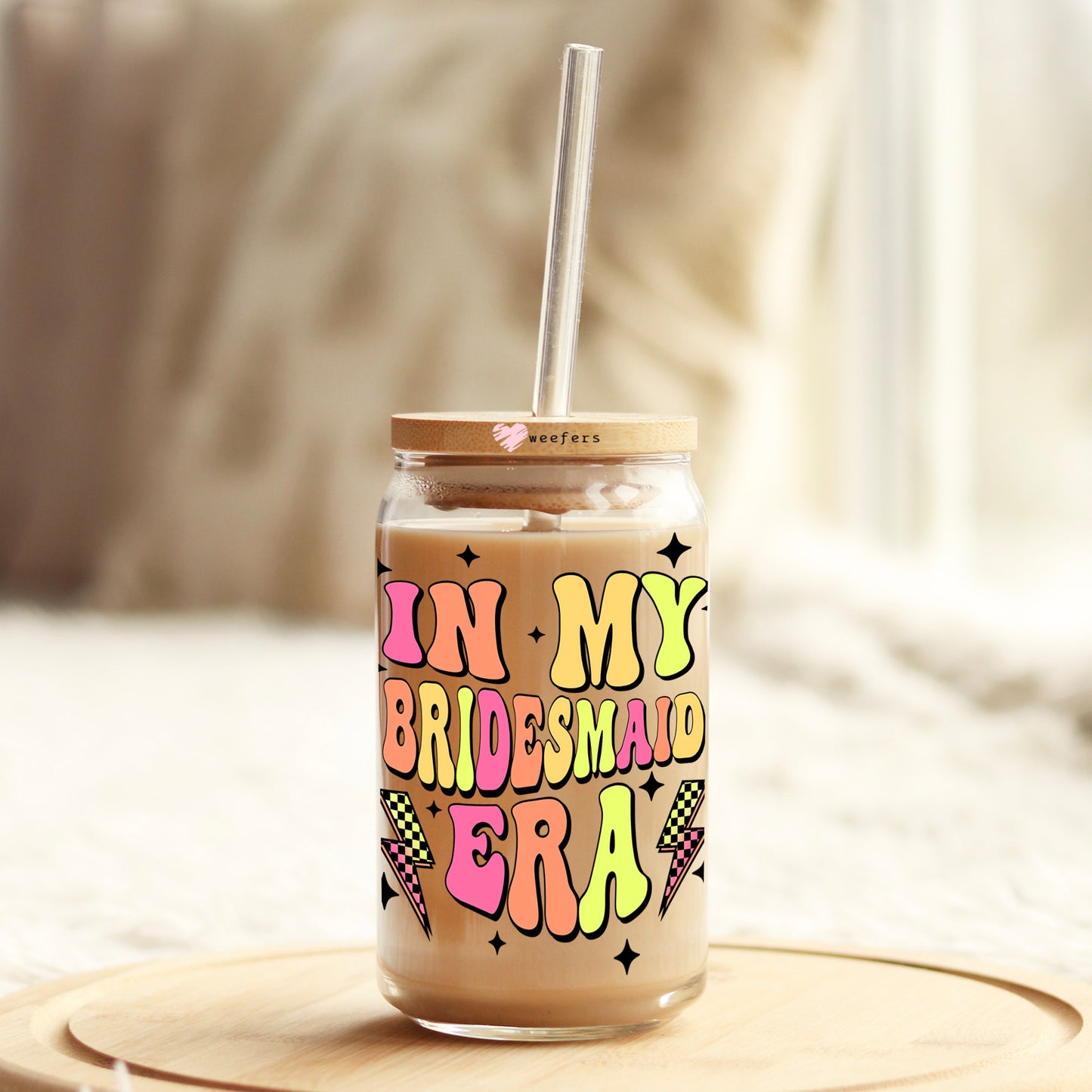 In My Bridesmaid Era 16oz Libbey Glass Can UV DTF or Sublimation Wrap - Decal - Weefers