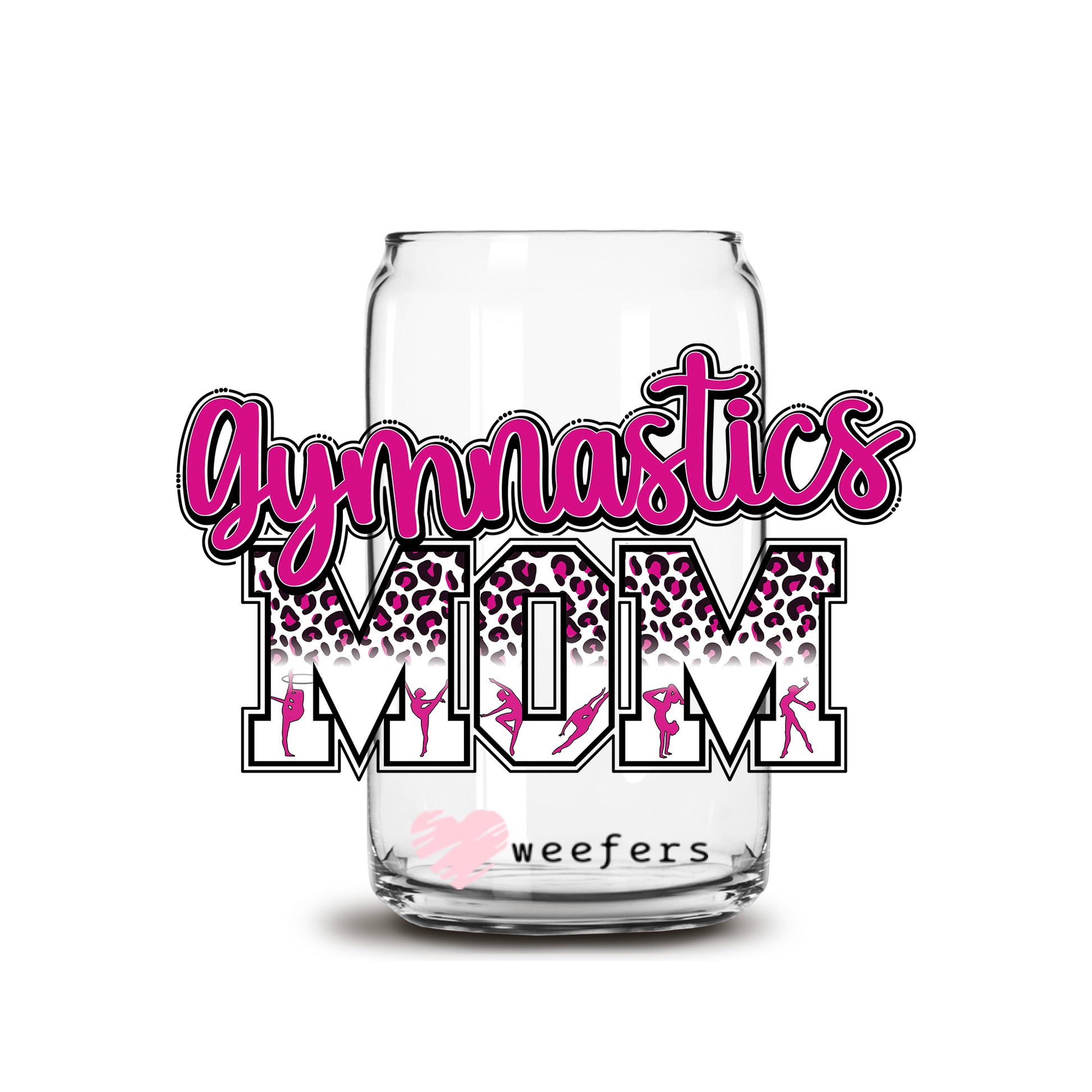 Gymnastics Mom Pink 16oz Libbey Glass Can UV DTF or Sublimation  Decal - Transfer - Weefers