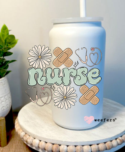 Nurse Stuff Green 16oz Libbey Glass Can UV DTF Decal Transfer - Weefers