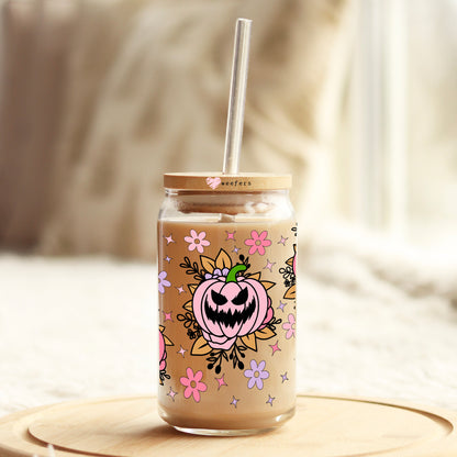 Purple Jack-O-Lantern 16oz Libbey Glass Can UV DTF or Sublimation Wrap - Transfer - Weefers