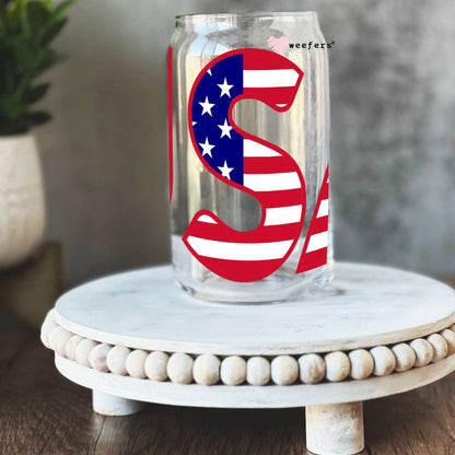 4th of July USA 16oz Libbey Glass Can UV DTF or Sublimation Wrap - Decal - Weefers