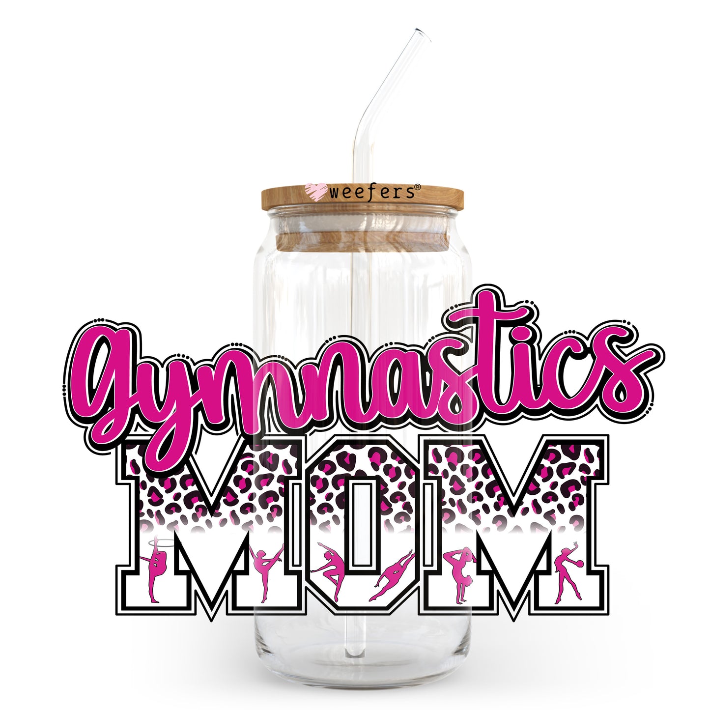 Gymnastics Pink Leopard 20oz Libbey Glass Can UV DTF or Sublimation Decal Transfer - Weefers