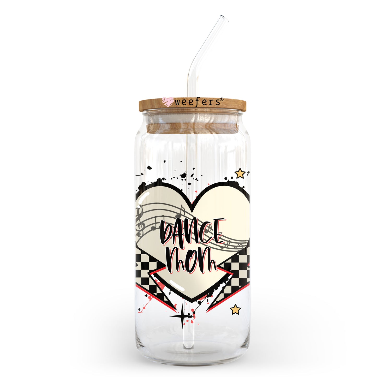 Dance Mom Lightening Bolts 20oz Libbey Glass Can UV DTF or Sublimation Wrap - Decal Transfer - Weefers