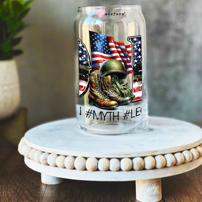 American Dad Veteran Patriot 16oz Libbey Glass Can UV DTF or Sublimation Wrap Transfer - Weefers