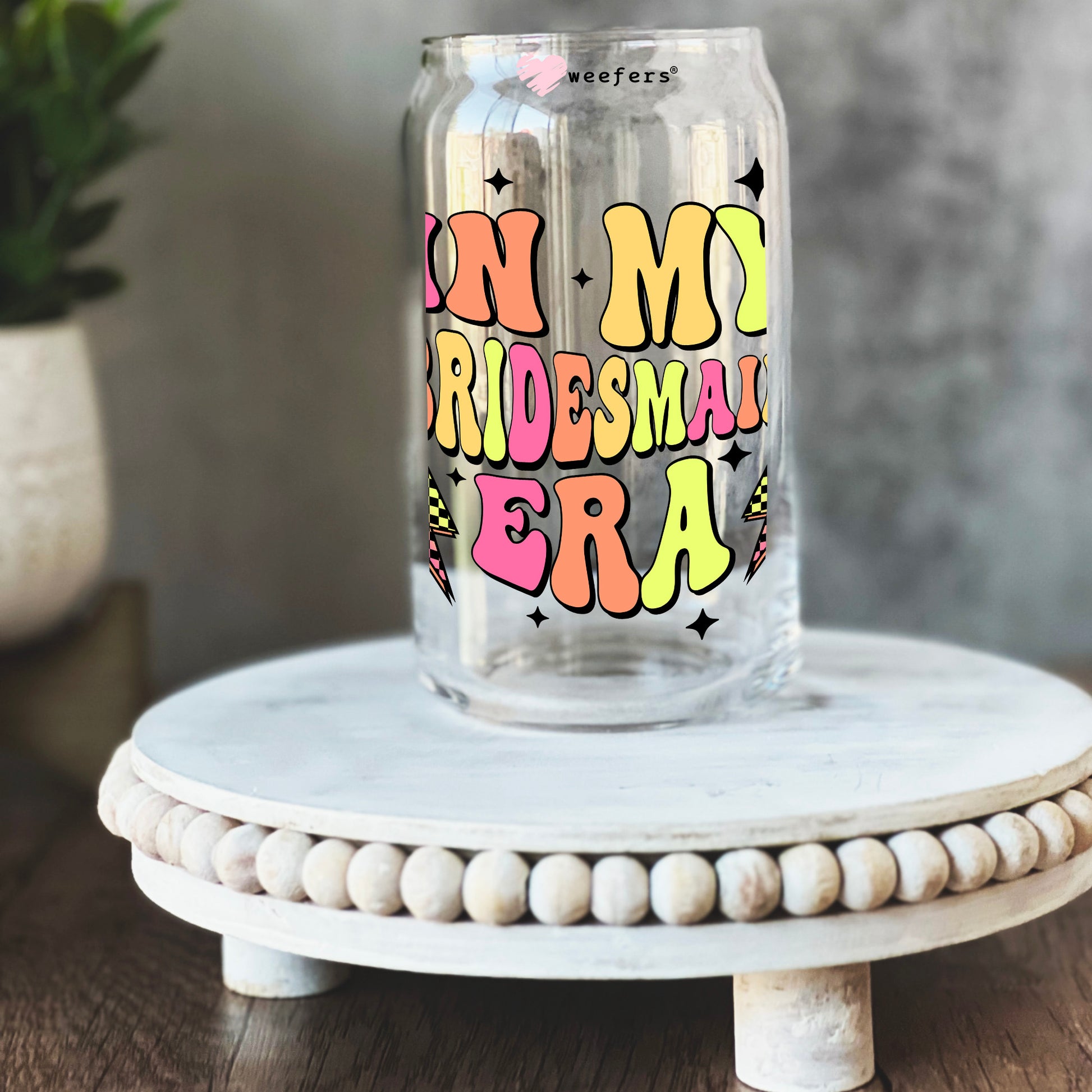 In My Bridesmaid Era 16oz Libbey Glass Can UV DTF or Sublimation Wrap - Decal - Weefers