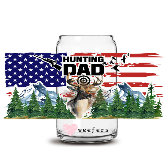 Hunting Dad 16oz Libbey Glass Can UV DTF or Sublimation Wrap Transfer - Weefers